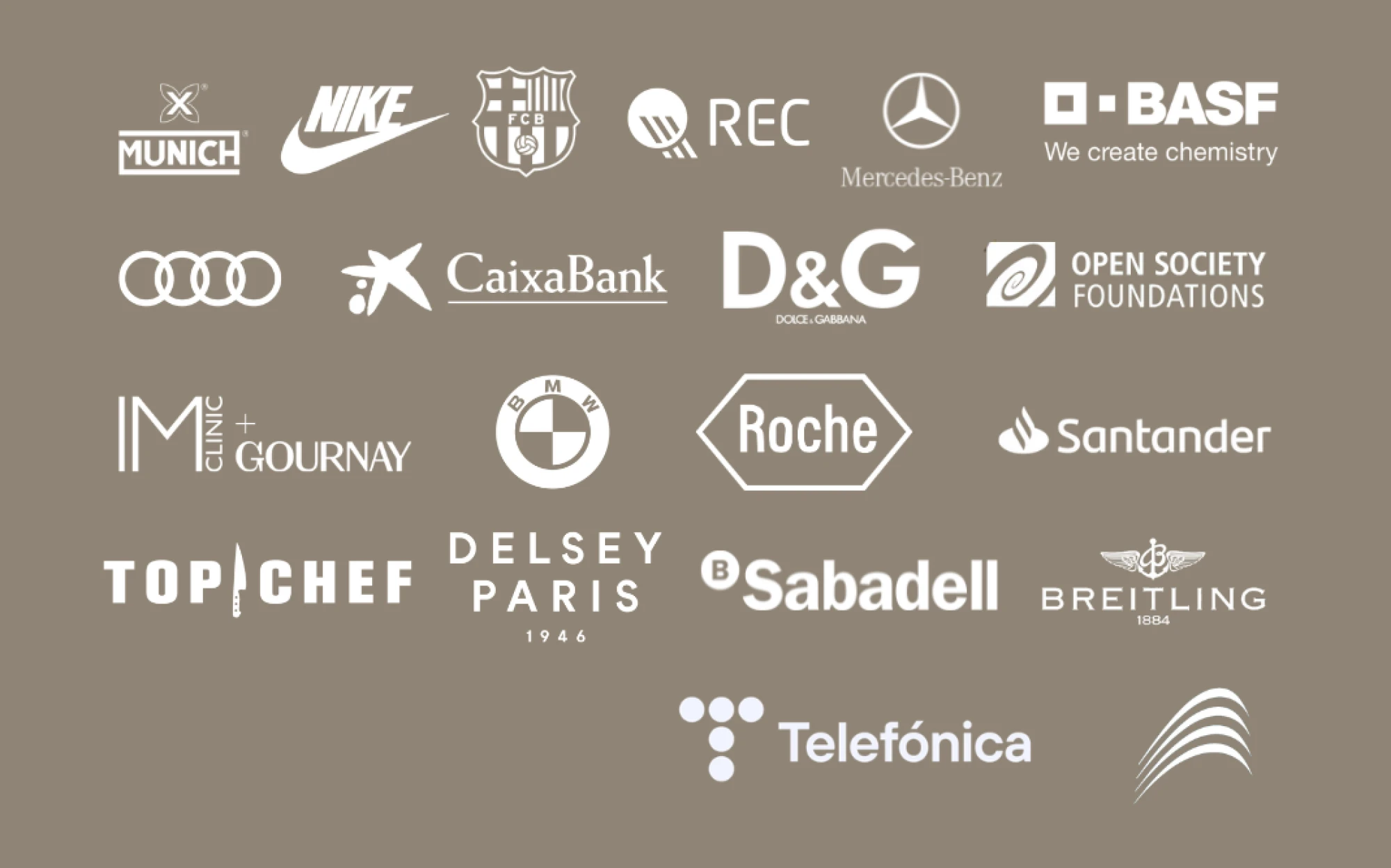 Imagen que muestra un conjunto de logotipos en diferentes estilos y colores, utilizados para representar marcas o empresas.