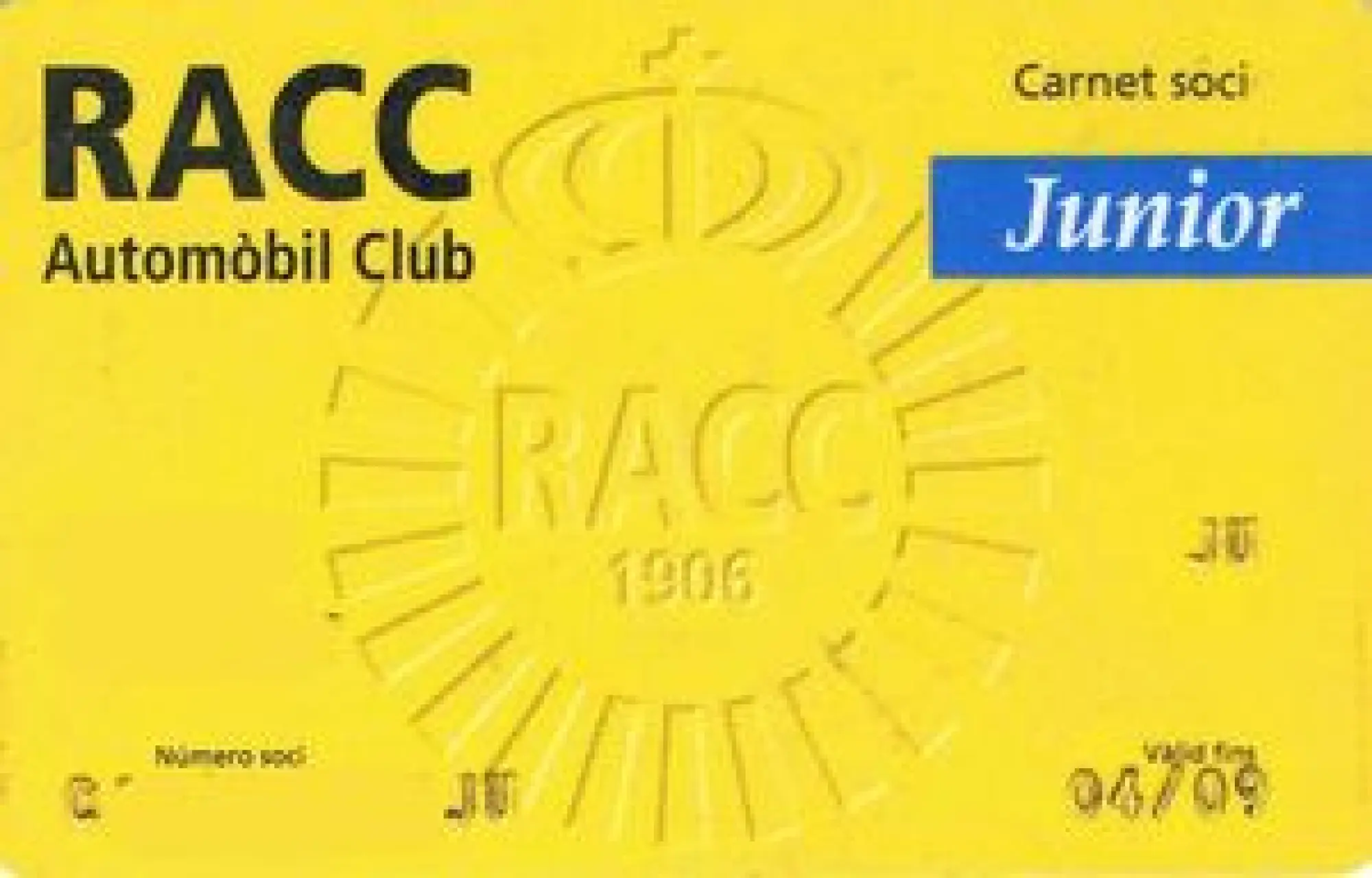 RACC Automòbil Club Carnet Soci Junior