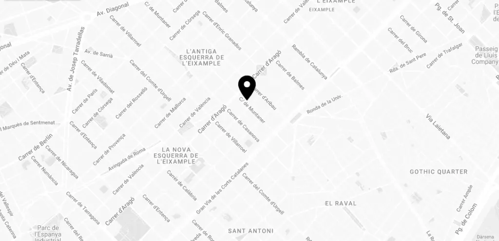 Se ve un mapa con calles y un marcador de ubicación en el centro.