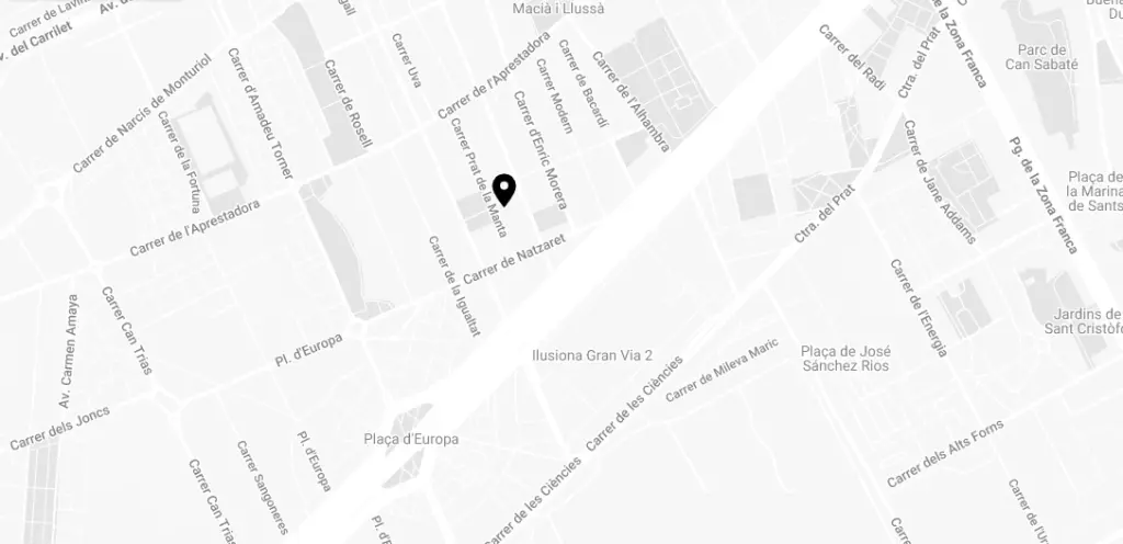 Se ve un mapa con calles y un marcador en el centro.