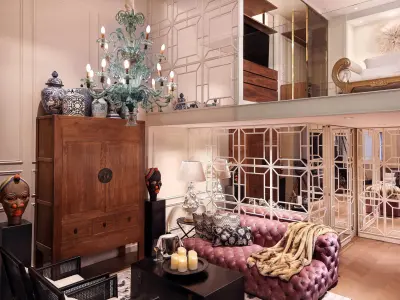 Habitación de suite dúplex elegante con mobiliario moderno y decoración sofisticada, diseñada para ofrecer comodidad y lujo en un entorno espacioso.
